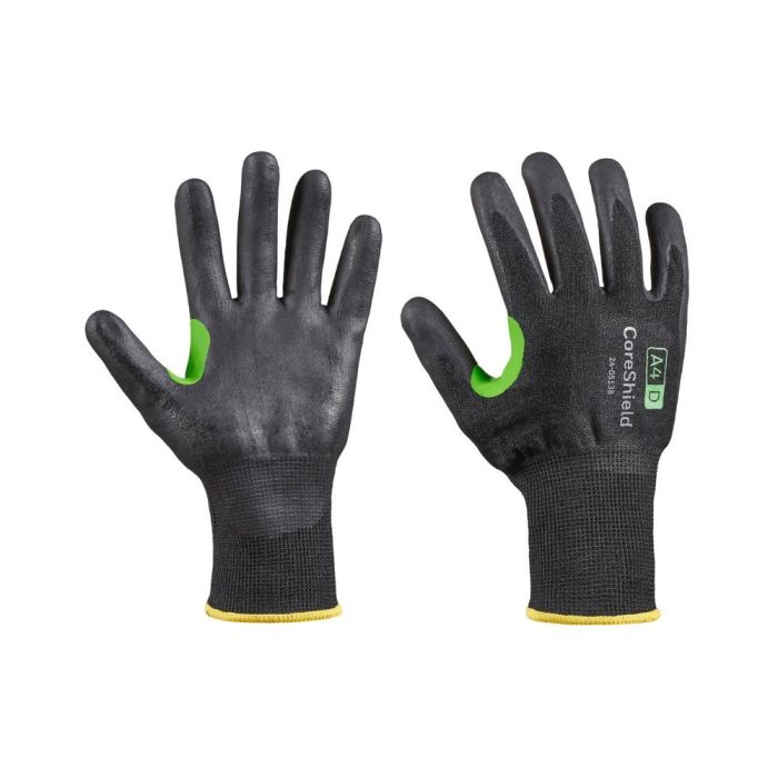 Honeywell CoreShield 24-0513B Microfoam Nitrile Coating Gloves with HPPE/Basalt Black Liner, Black, Pack of 10 Pairs