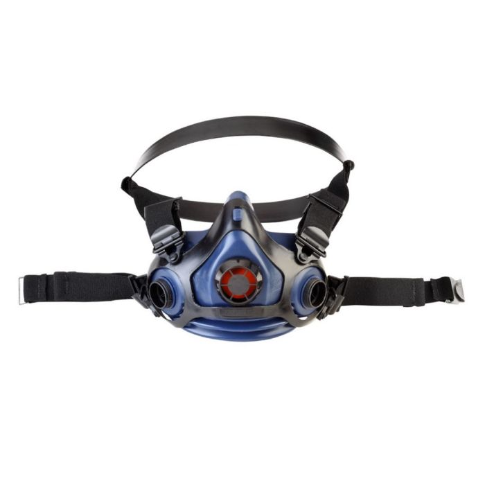 Honeywell North RU88001ML Triple Flange Silicone Half Mask, Blue, Medium/Large, 1 Each