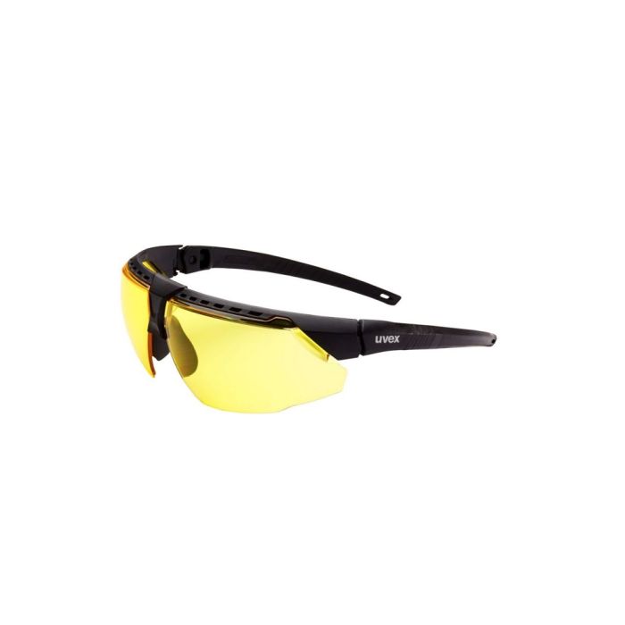 Honeywell Uvex Avatar S2852HS Safety Glasses, Black/Black Frame, Amber Lens, Hydroshield Anti-Fog Coating, 1 Pair