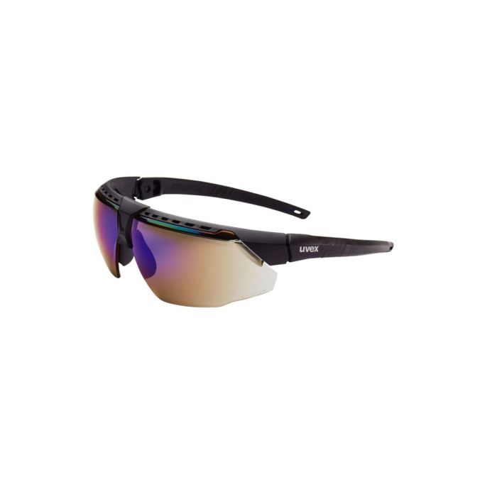 Honeywell Uvex Avatar S2853 Safety Glasses, Black/Black Frame, Blue Mirror Lens, Hardcoat Coating, 1 Pair