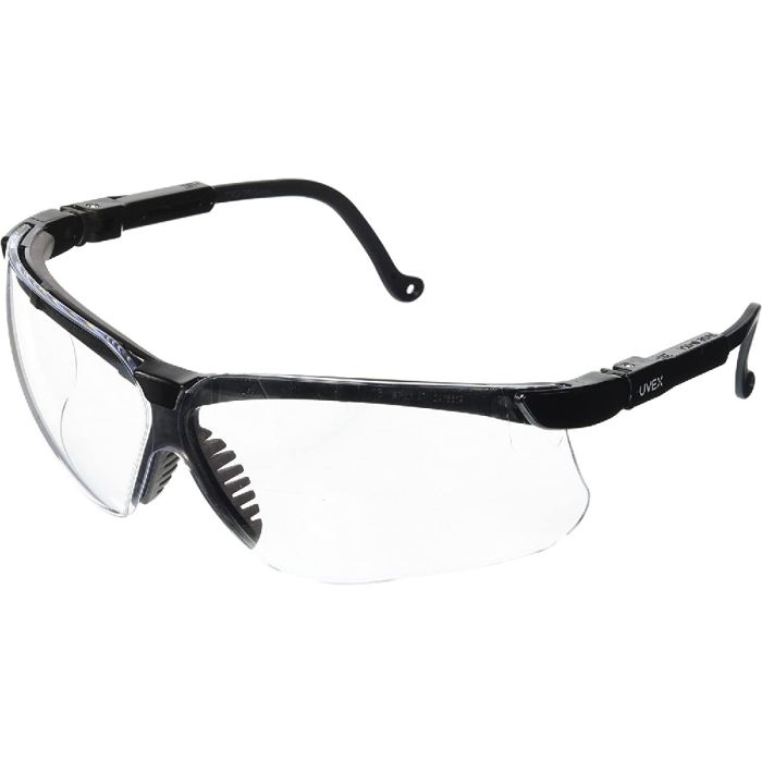 Honeywell Uvex Genesis S3200 Safety Glasses, Black Frame, Clear Lens, Ultra-dura HC Coating, Box of 10