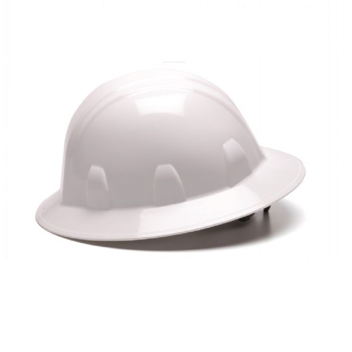 Pyramex SL Series HP24110 Full Brim Hard Hat, 4 Point Ratchet Suspension, White, One Size, 1 Each