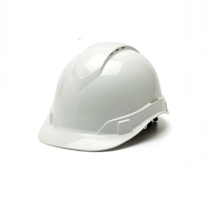 Pyramex Ridgeline HP44110V Cap Style Hard Hat, 4-Point Vented Ratchet, White, One Size, Box of 16