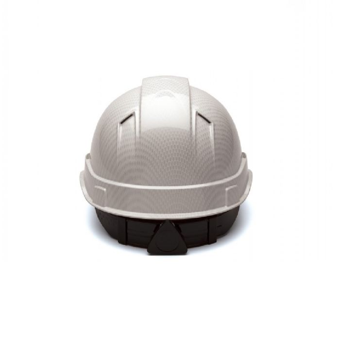 Pyramex Ridgeline HP44116SV 4 Point Vented Ratchet Cap Style Hard Hat with Graphite Pattern, Shiny White, One Size, Box of 16
