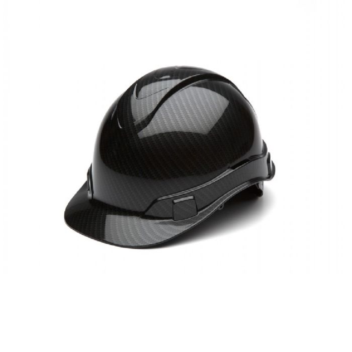 Pyramex Ridgeline HP44117S 4 Point Standard Ratchet Cap Style Hard Hat with Graphite Pattern, Shiny Black, One Size, Box of 16