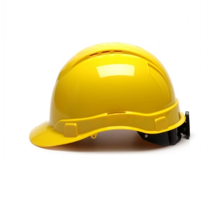 Pyramex Ridgeline HP44130V 4 Point Vented Ratchet Cap Style Hard Hat, Yellow, One Size, Box of 16