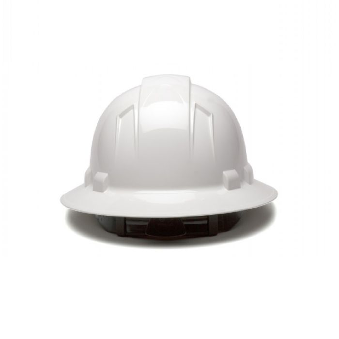 Pyramex Ridgeline HP54110 4 Point Standard Ratchet Full Brim Hard Hat, White, One Size, Box of 12