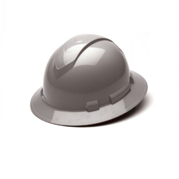 Pyramex Ridgeline HP54112 4 Point Standard Ratchet Full Brim Hard Hat, Gray, One Size, Box of 12