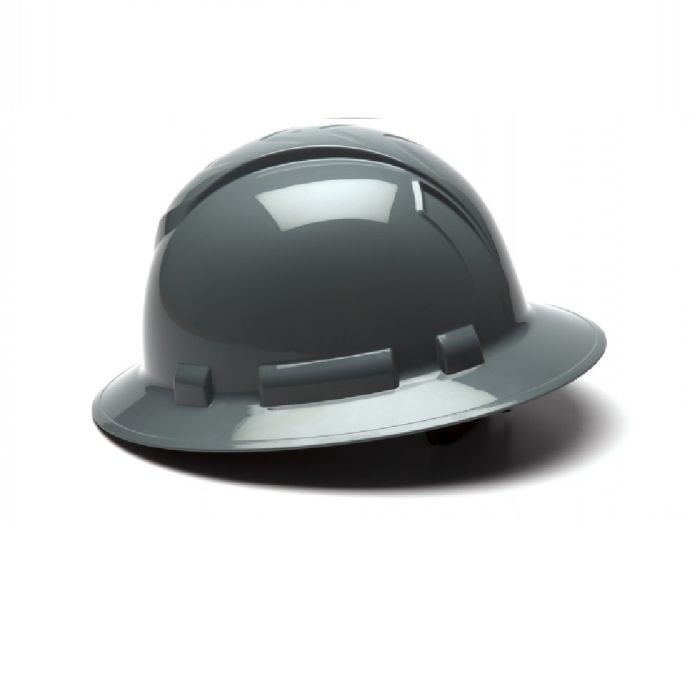 Pyramex Ridgeline HP54113 4 Point Standard Ratchet Full Brim Hard Hat, Slate Gray, One Size, Box of 12