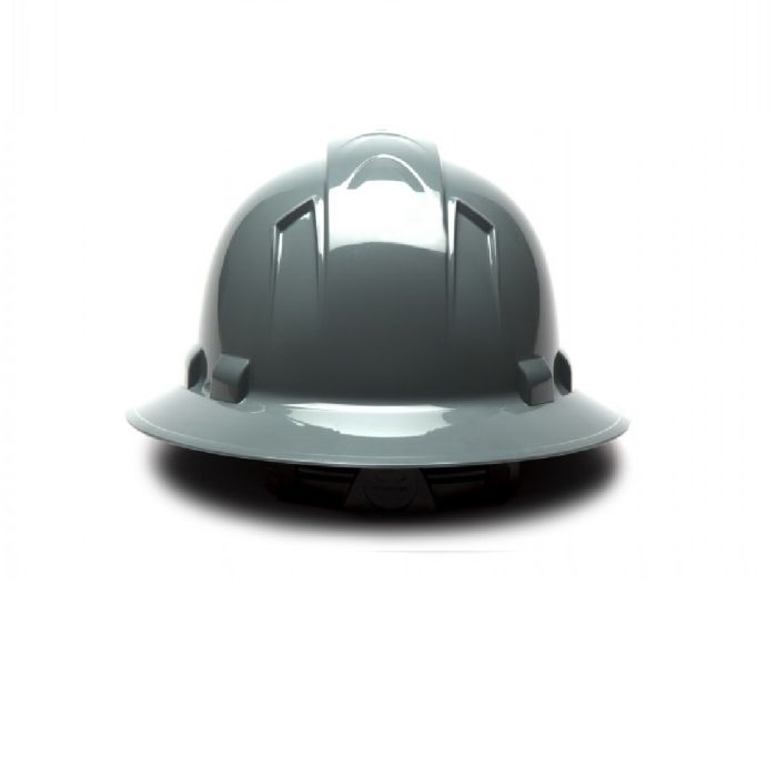 Pyramex Ridgeline HP54113 4 Point Standard Ratchet Full Brim Hard Hat, Slate Gray, One Size, Box of 12