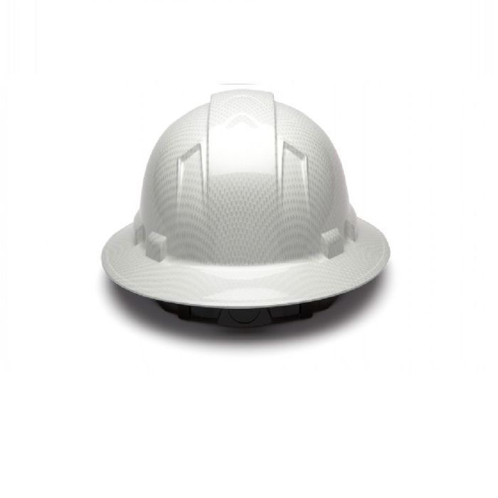 Pyramex Ridgeline HP54116S 4 Point Standard Ratchet Full Brim Hard Hat, Shiny White, One Size, Box of 12
