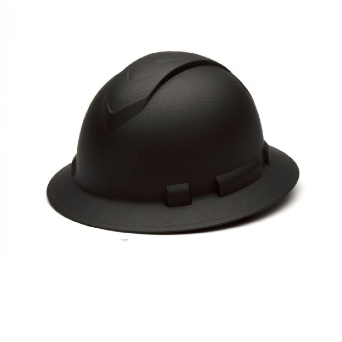 Pyramex Ridgeline HP54117 4 Point Standard Ratchet Full Brim Hard Hat, Black with Graphite Pattern, One Size, Box of 12