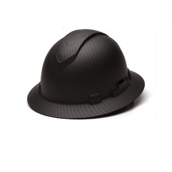Pyramex Ridgeline HP54117V 4 Point Vented Ratchet Full Brim Hard Hat, Black with Graphite Pattern, One Size, Box of 12