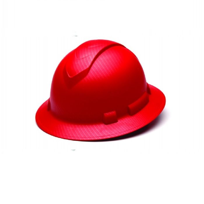 Pyramex Ridgeline HP54121 4 Point Standard Ratchet Full Brim Hard Hat, Matte Red with Graphite Pattern, One Size, 1 Each