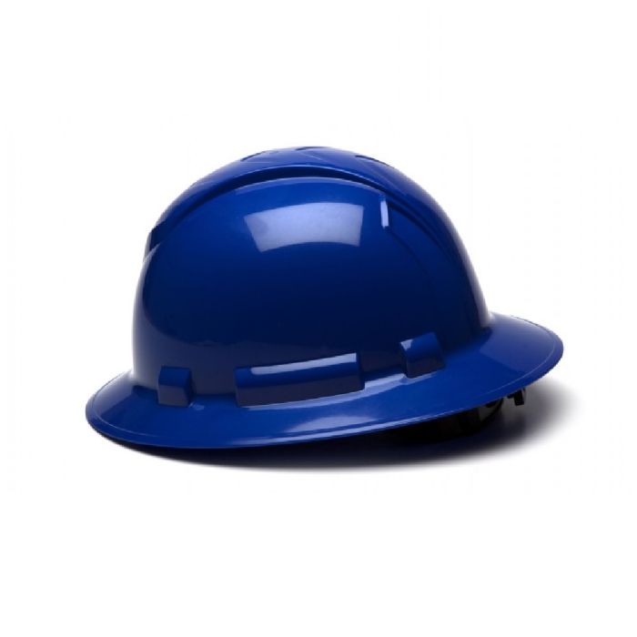 Pyramex Ridgeline HP54160 4 Point Standard Ratchet Full Brim Hard Hat, Blue, One Size, Box of 12