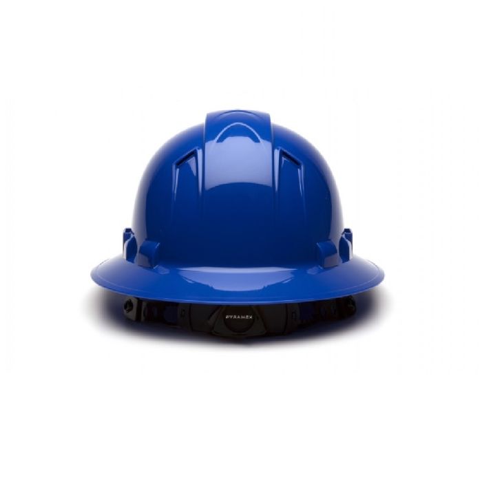 Pyramex Ridgeline HP54160V 4 Point Vented Ratchet Full Brim Hard Hat, Blue, One Size, Box of 12