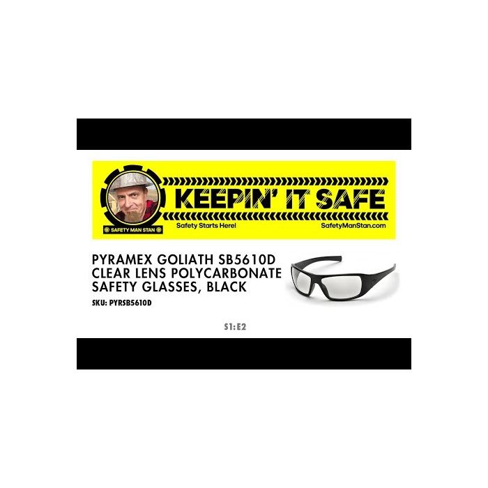 Pyramex Goliath SB5610D Safety Glasses, Clear Lens, Black Frame, One Size, Box of 12