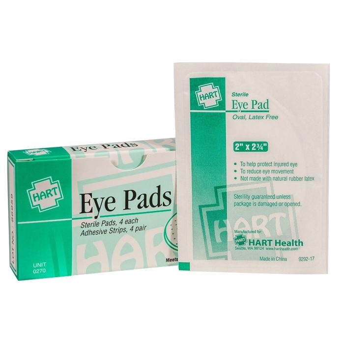 Hart Health 0270 Eye Pads, Oval with Adhesive Strips, Sterile, 4 per unit