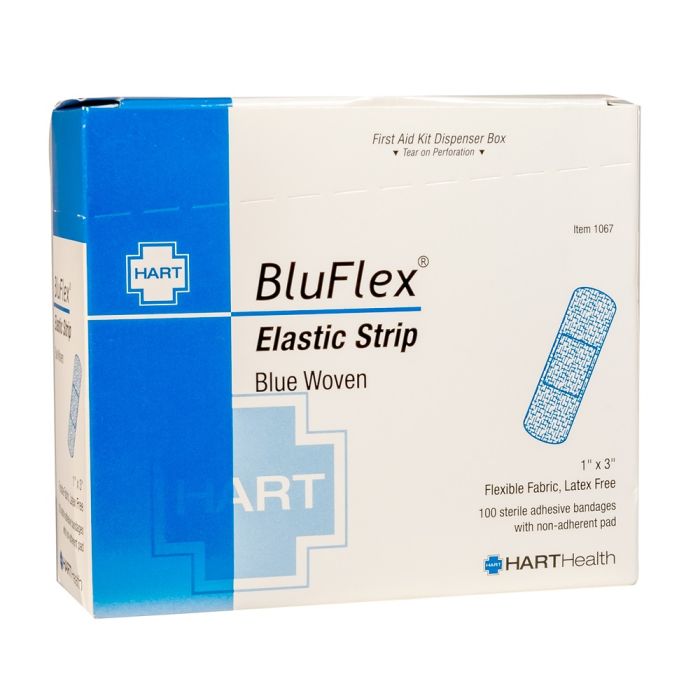 Hart Health BLUFLEX 1067 Elastic 1” x 3” Adhesive Bandage, Box of 100