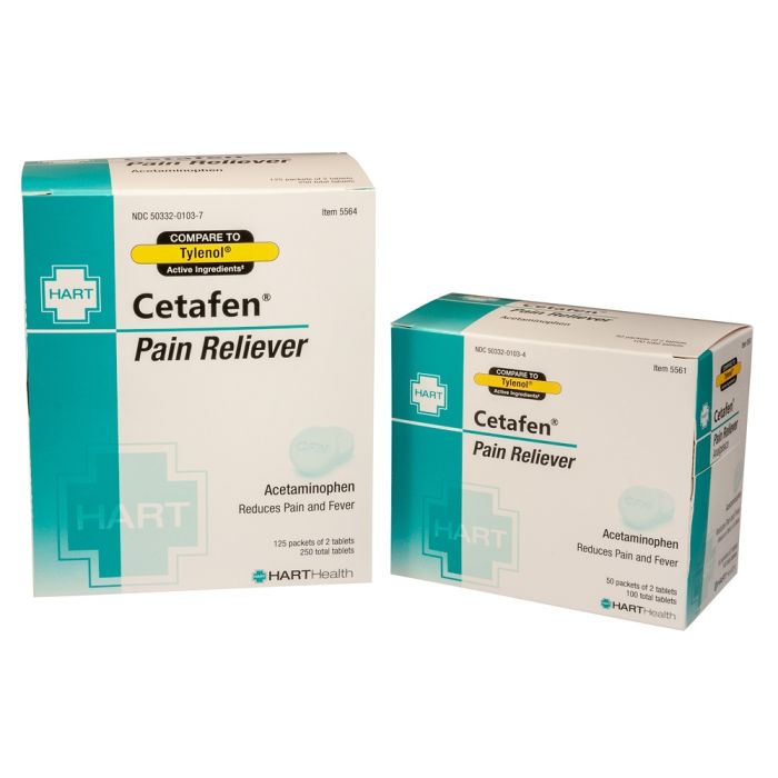 Hart Health 5577 Cetafen, 325mg, Non-Aspirin Pain Reliever, 125/2's per box, Box of 250