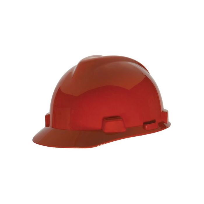 MSA Hard Hat V-Gard Slotted Cap, Red, Fas-Trac III Suspension (1 EA)