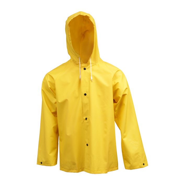.35MM Industrial Work Jacket Yellow Storm Fly Front Attached Hood