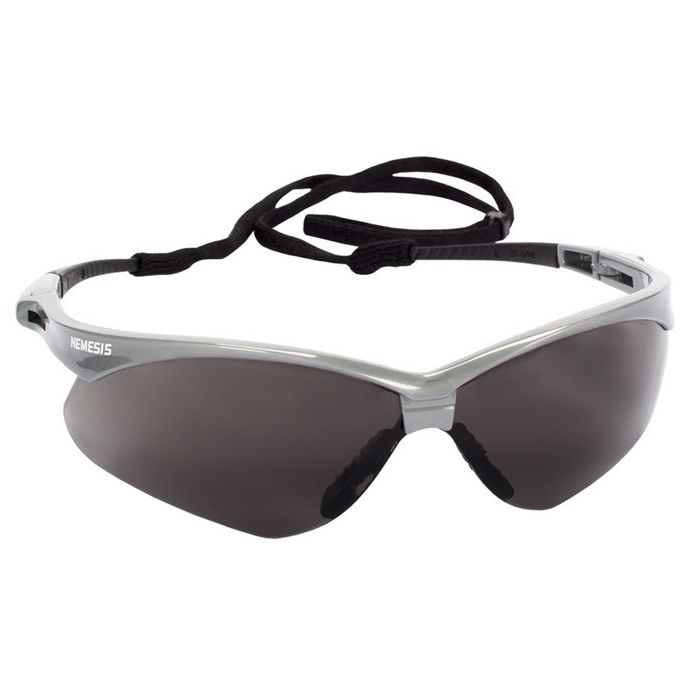 Jackson Safety Nemesis Safety Glasses, Smoke Anti-Fog Lenses with Silver Frame, Box of 12