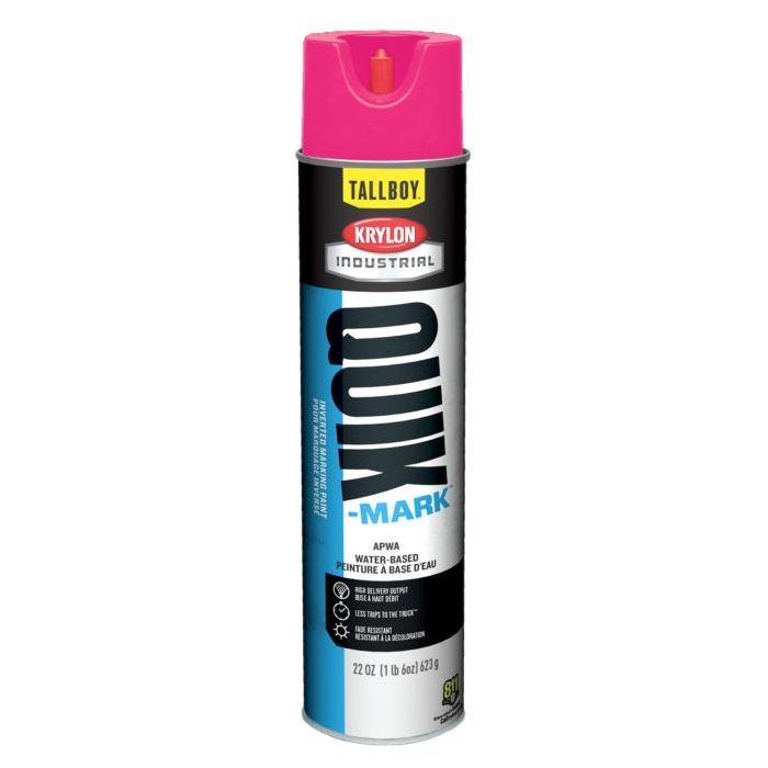 Krylon QUIK MARK TallBoy Water based Inverted Marking Paints 12 Cans Fluorescent Pink