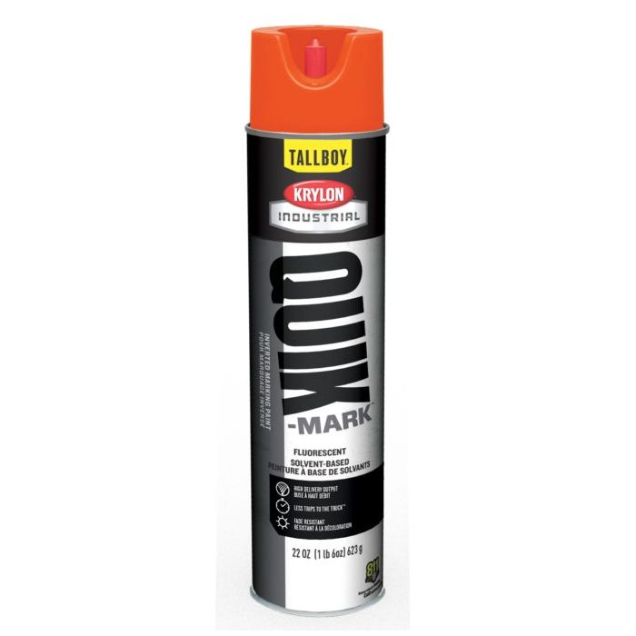 Krylon Quick Mark Tallboy Fluorescent Red/Orange Solvent Based Inverted Marking Paints | TT3701007 12/Case