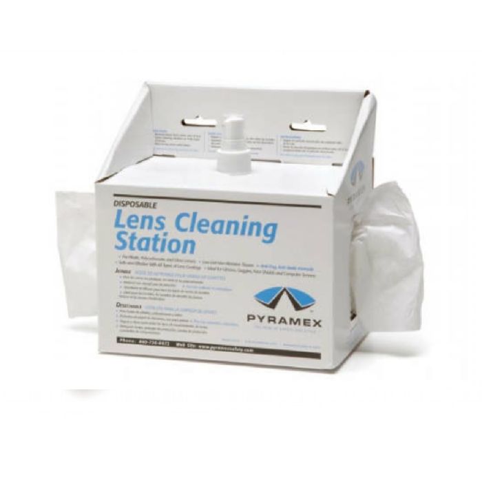 Pyramex LCS10 Lens Cleaning Station with 8 Ounce Cleaning Solution and 600 Tissues, 1 Each