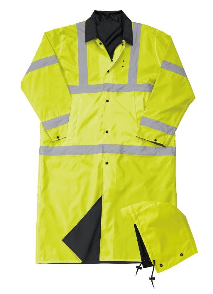 Liberty Uniform 586MFL ANSI 3 Long Reversible Raincoat with Hood, 1 Each