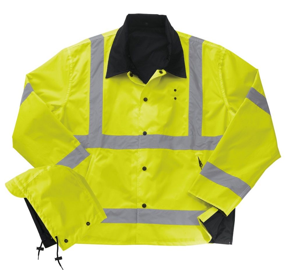 Liberty Uniform 587MFL ANSI 3 Reversible Rain Jacket with Hood, 1 Each