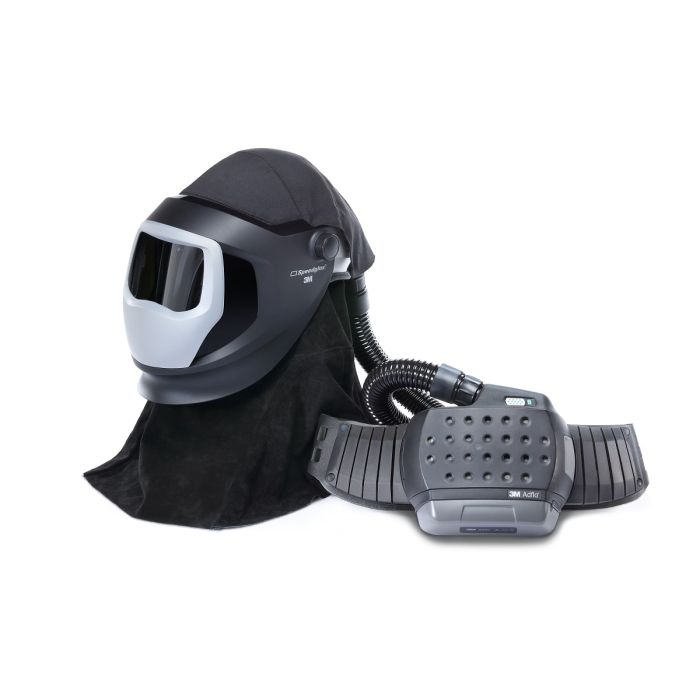 3M Versaflo M-Series M-409SG Helmet Assembly Leather Shroud, Flame Resist Helmet Cover and  Speedglas Weld Shield, No ADF, Black, One Size, 1 Each