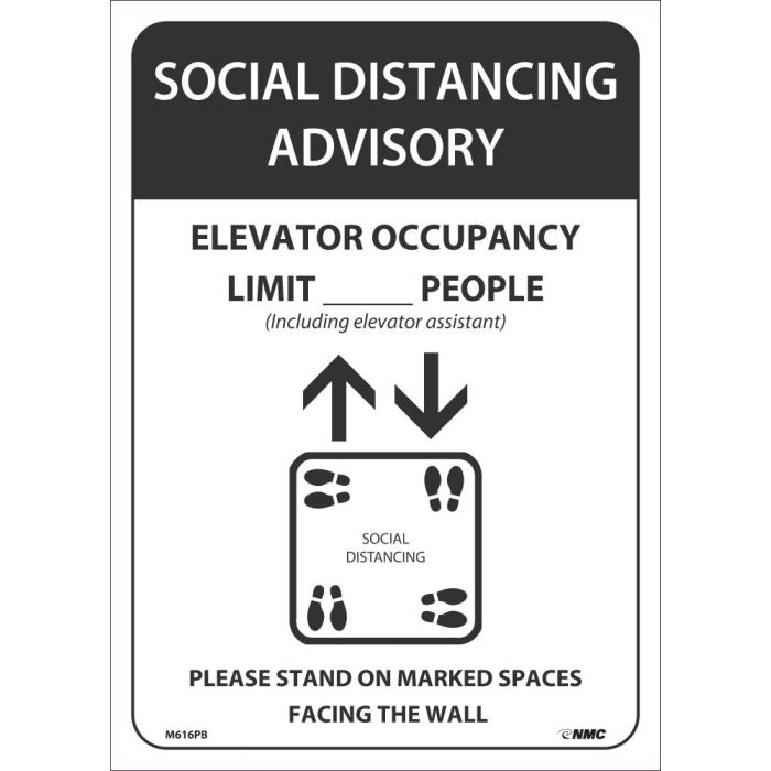 NMC M616PB Social Distancing Advisory Sign (Elevator Limit ___ )