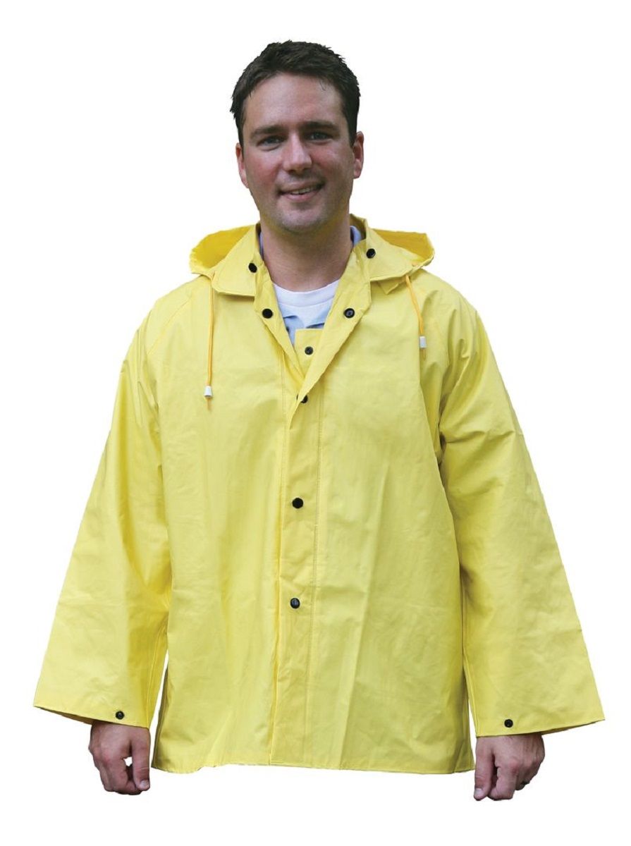 MCR Safety 300J Wizard Series Rain Gear with Waterproof Detachable Hood, Yellow, 1 Each
