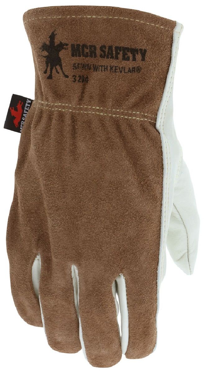 MCR Safety 3204 Select Grade Grain Palm, Leather Drivers Work Gloves, Beige, Box of 12 Pairs