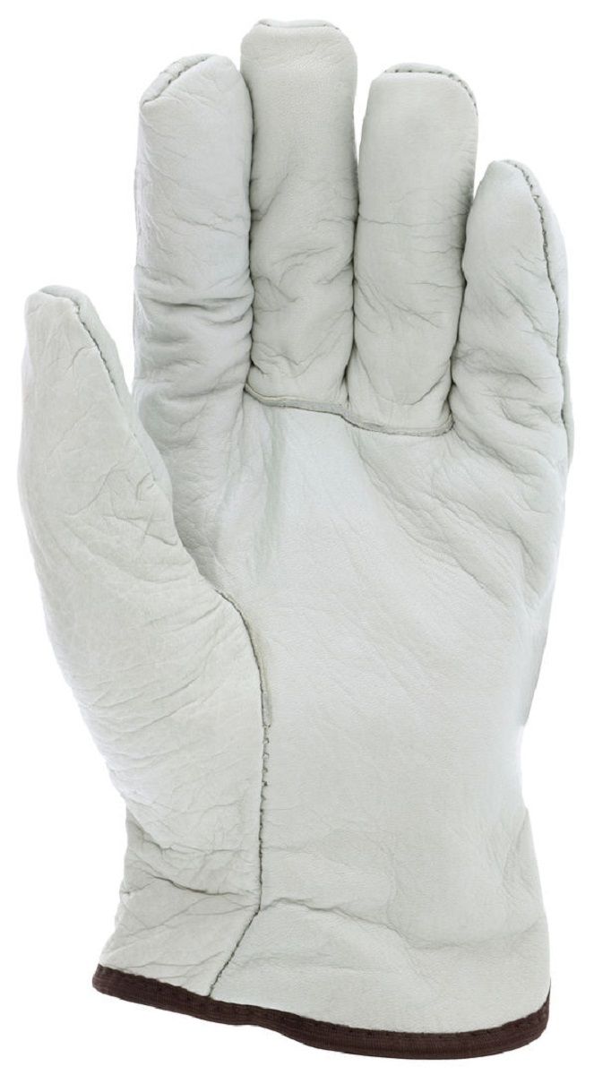 MCR Safety 3250 Premium Cow Grain Leather with Fleece lined and Straight Thumb, Drivers Work Gloves, Beige, Box of 12 Pairs