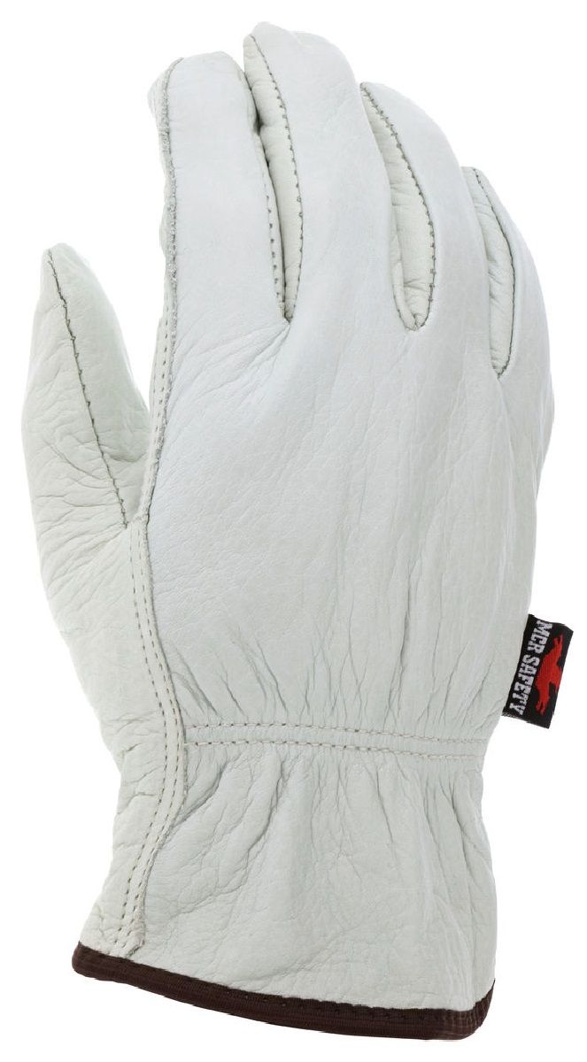 MCR Safety 3250 Premium Cow Grain Leather with Fleece lined and Straight Thumb, Drivers Work Gloves, Beige, Box of 12 Pairs