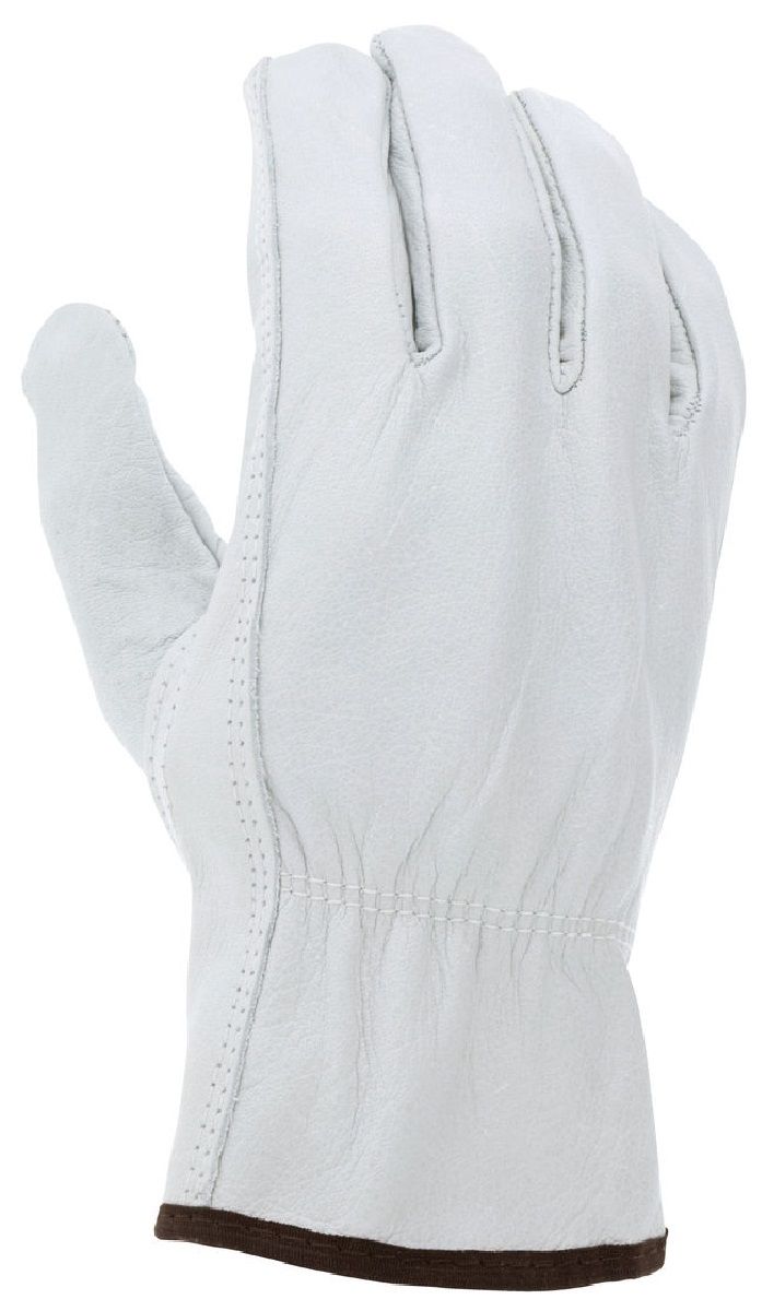 MCR Safety 3313 Buffalo Grain Leather, Drivers Work Gloves, White, Box of 12 Pairs