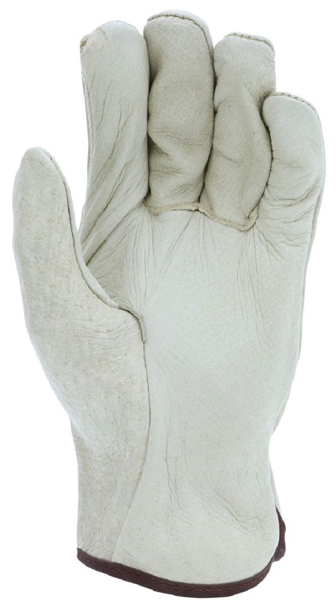 MCR Safety 3400 Unlined Grain Pigskin Leather, Drivers Work Gloves, Beige, Box of 12 Pairs