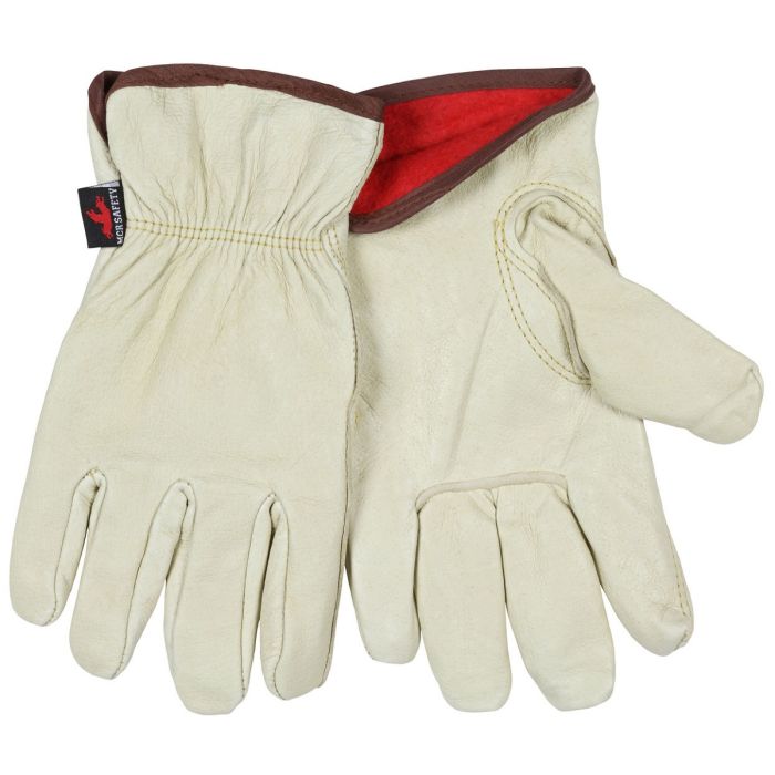 MCR Safety 3450 Premium Grade Grain Pigskin Leather, Drivers Insulated Work Gloves, Beige, Box of 12 Pairs