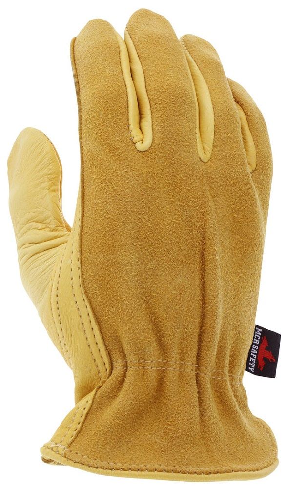 MCR Safety 3505 Select Grade Deerskin Grain Leather Palm, Drivers Work Gloves, Gold, Box of 12 Pairs
