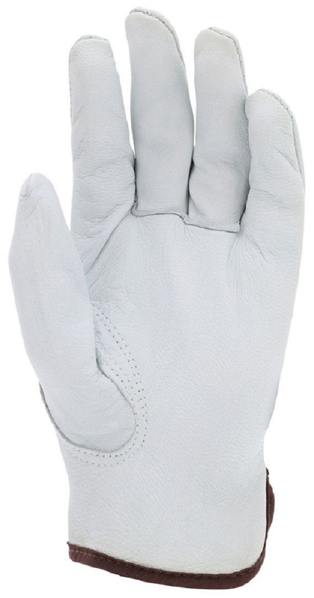 MCR Safety 3611 Premium Grain Goatskin Leather, Drivers Work Gloves, White, Box of 12 Pairs