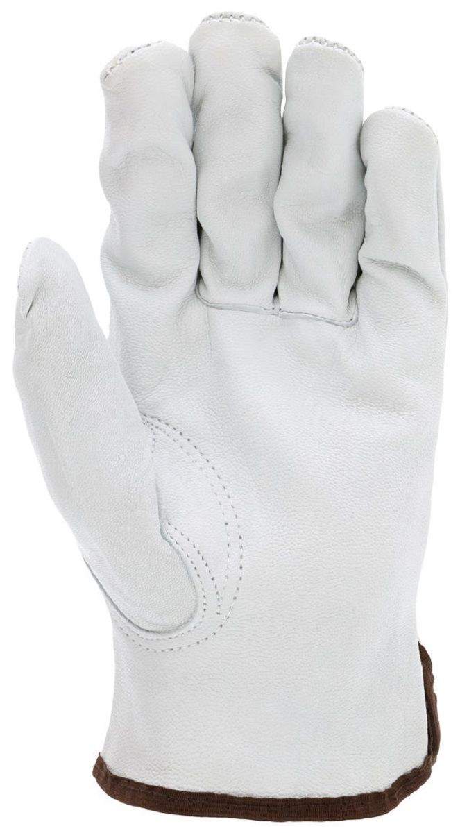 MCR Safety 36133 Goatskin Leather Drivers Work Gloves, White, Box of 12 Pairs