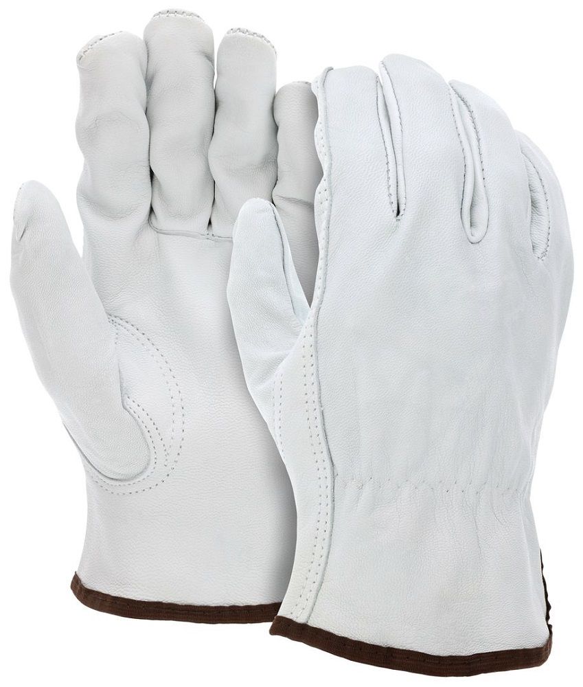 MCR Safety 36133 Goatskin Leather Drivers Work Gloves, White, Box of 12 Pairs