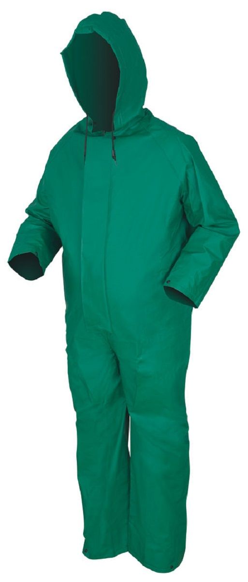 MCR Safety 3881 Dominator Series Rain Gear, Waterproof Polyester Coverall, Green, 1 Each