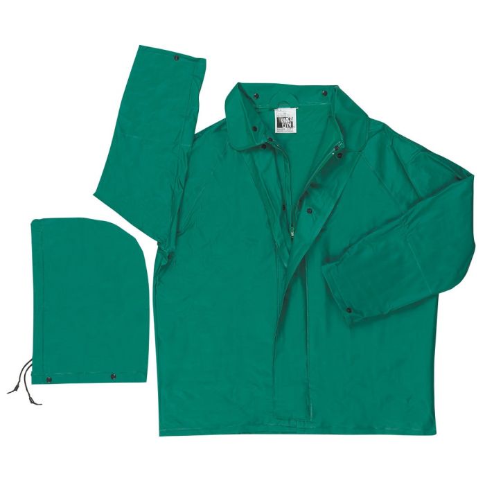 MCR Safety 388J 2 Piece Dominator Series Waterproof Jacket with Detachable Hood, Green, 1 Each