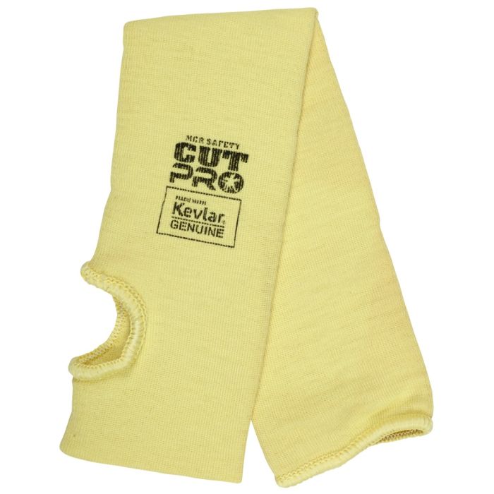 MCR Safety Cut Pro 9378T Double Ply Cut Resistant Sleeves with Thumb Slot, Yellow, One Size, Box of 10