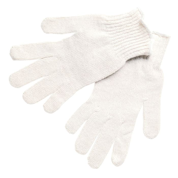 MCR Safety 9500 7 Gauge Cotton Polyester String Knit Work Gloves, White, Box of 12 Pairs
