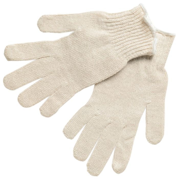 MCR Safety 9634 Natural Cotton Polyester String Knit Work Gloves, Natural, Box of 12 Pairs